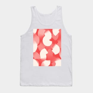 Coral and White, Abstract Wide Brush Stroke Style Tank Top